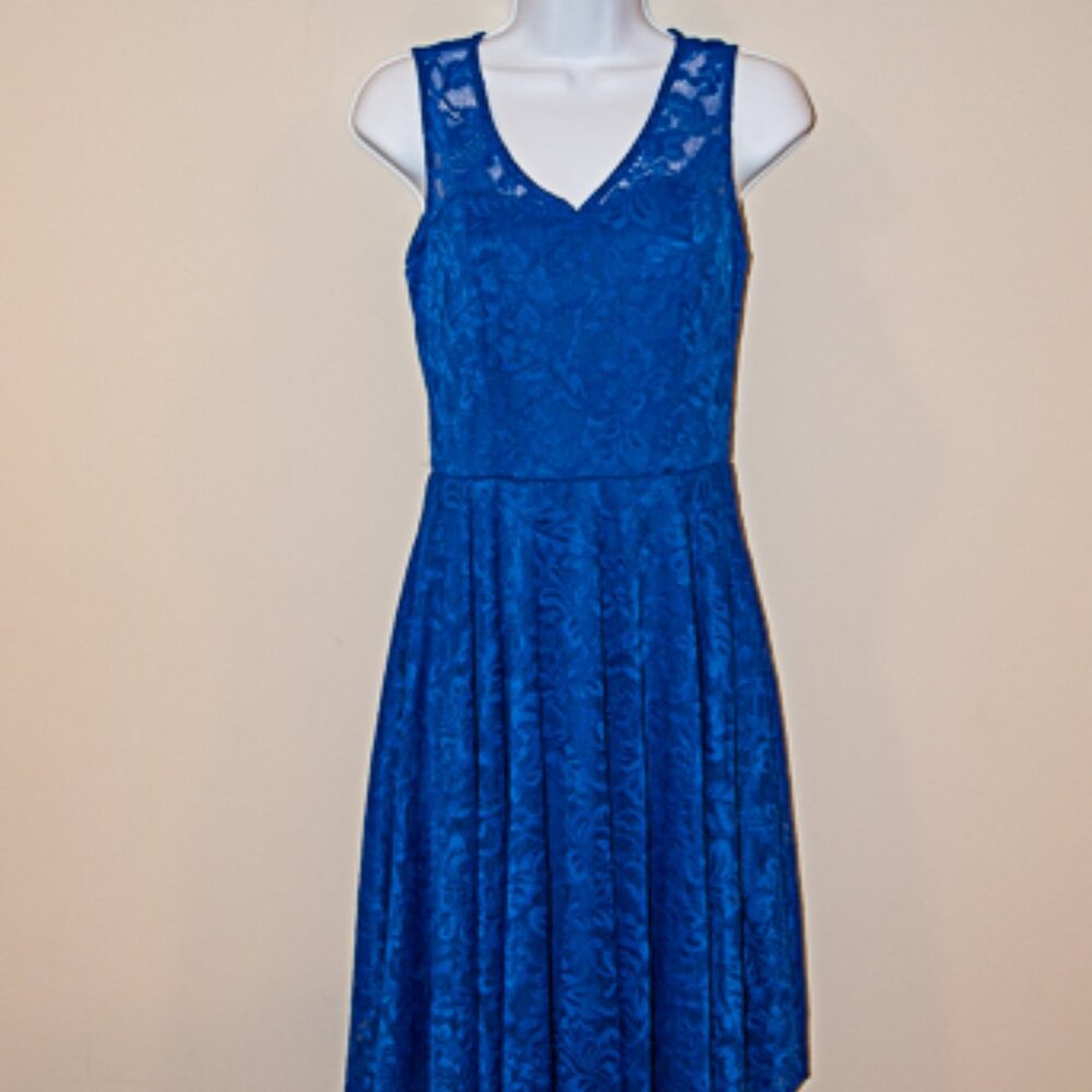 Meetjen Lace scalloped Dress  Royal Blue Size Small